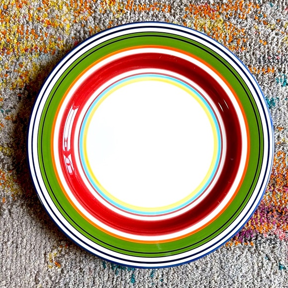 Pottery Barn Other - Pottery Barn Espadrille Multicolor Stripe China Plates
